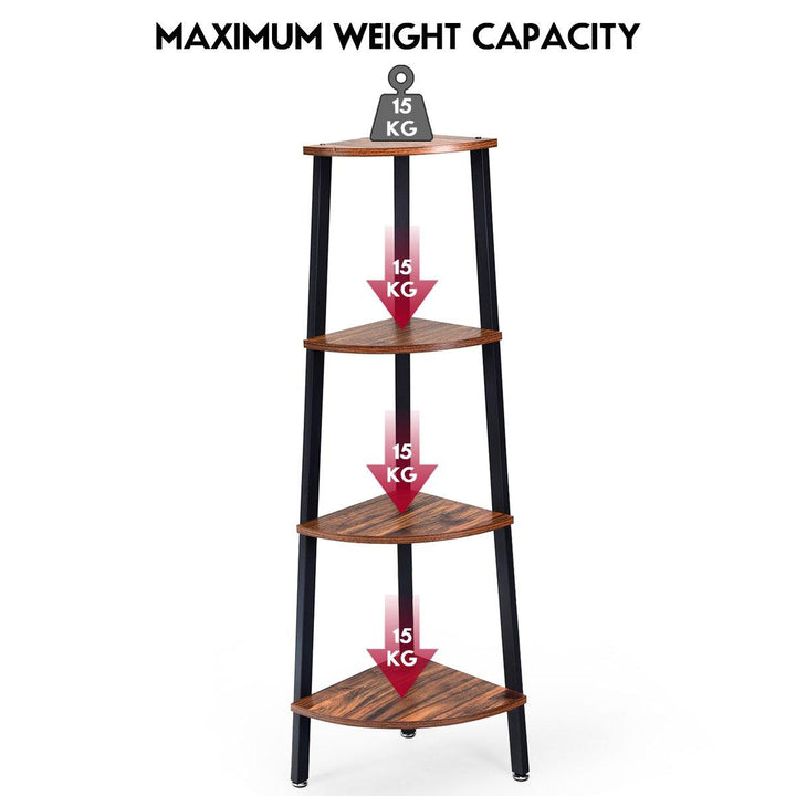 4-Tier Corner Shelf Industrial Multipurpose Bookcase - Giantexus