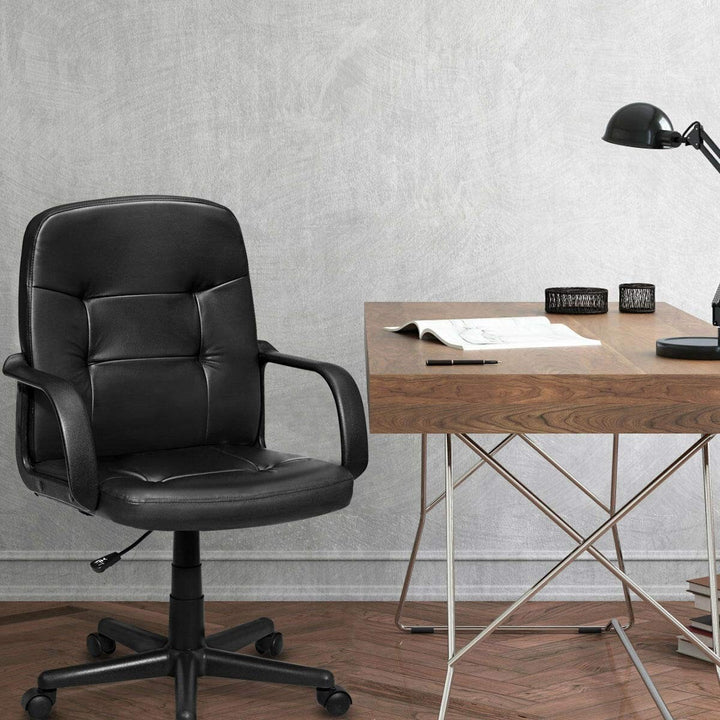 Executive Chair Mid Back Office W/Arms and Swivel Wheels