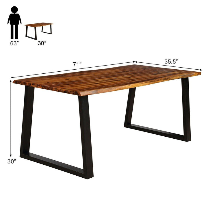 Rectangular Acacia Wood Dining Table Rustic Indoor &amp;Outdoor Furniture - Giantexus