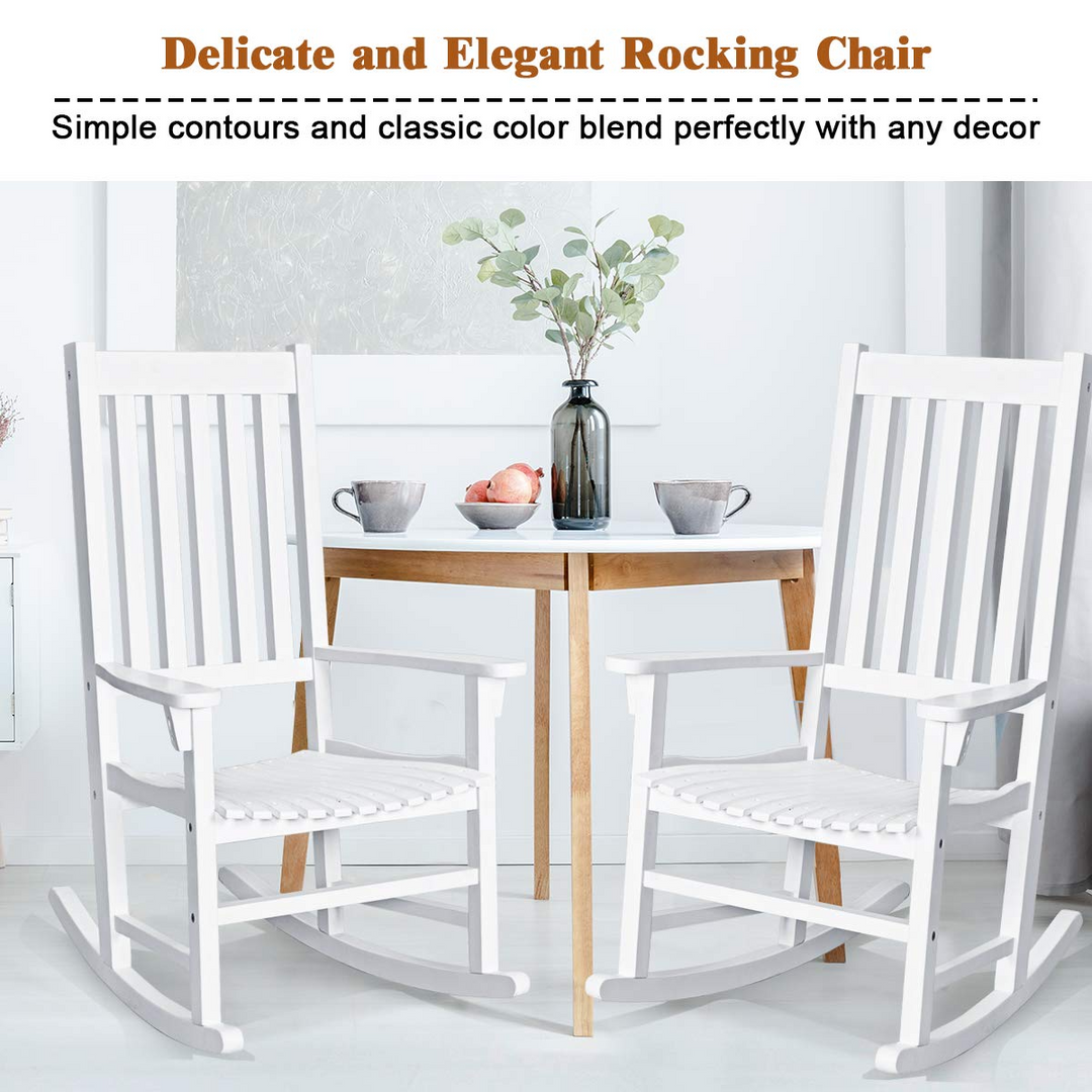 Giantex Rocking Chair Acacia Wood Frame Outdoor&amp; Indoor