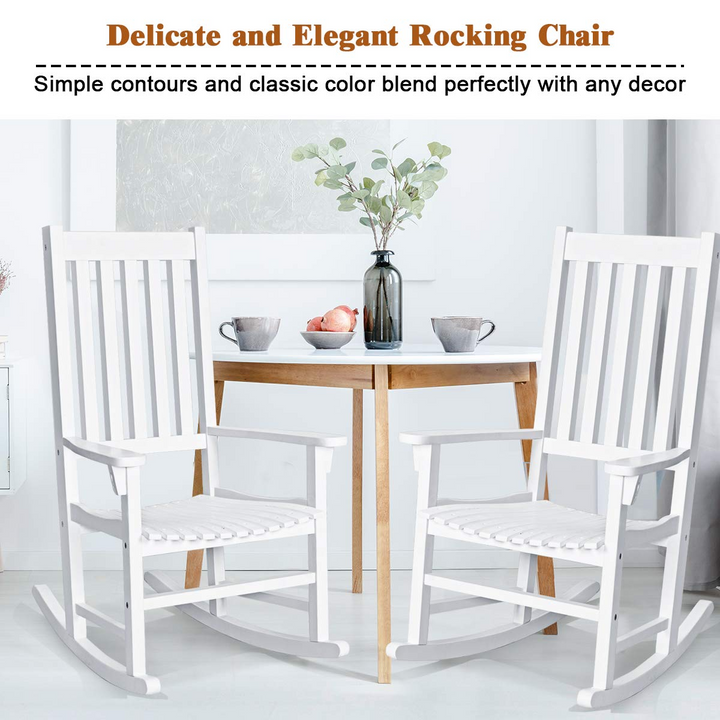 Giantex Rocking Chair Acacia Wood Frame Outdoor&amp; Indoor