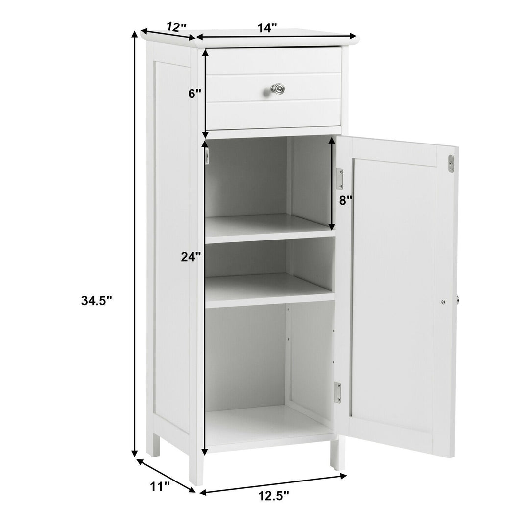 Bathroom Floor Storage Cabinet with Adjustable Shelf &amp; Large Drawer