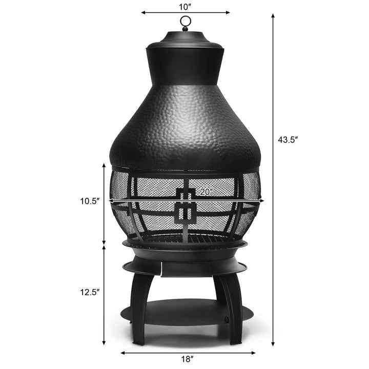 Wood Burning Chiminea, Heavy Duty Fireplace Wooden Chiminea Fire Pit