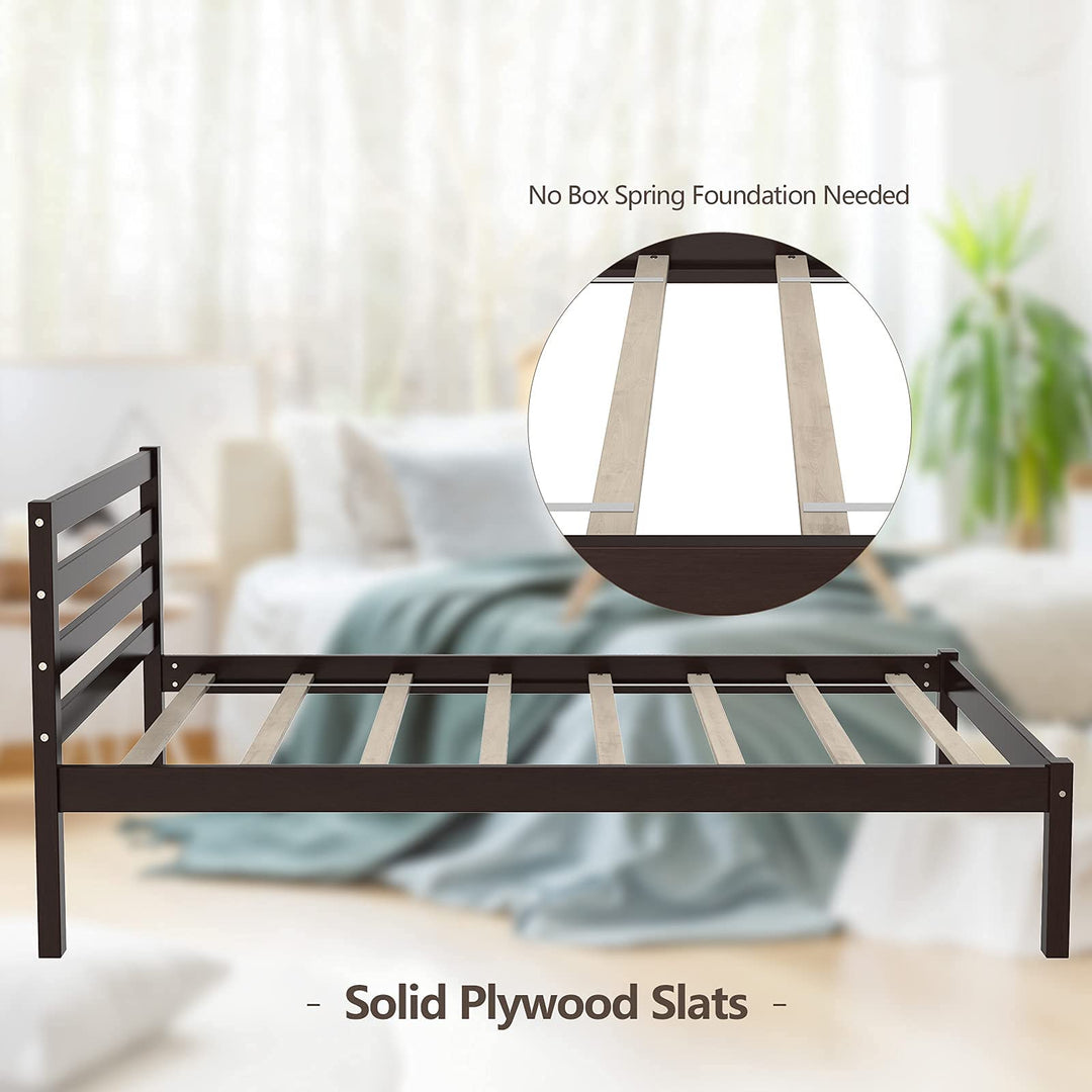 Giantex Twin Size Wood Slat Support, No Spring Needed, Bed Mattress Foundation, Espresso