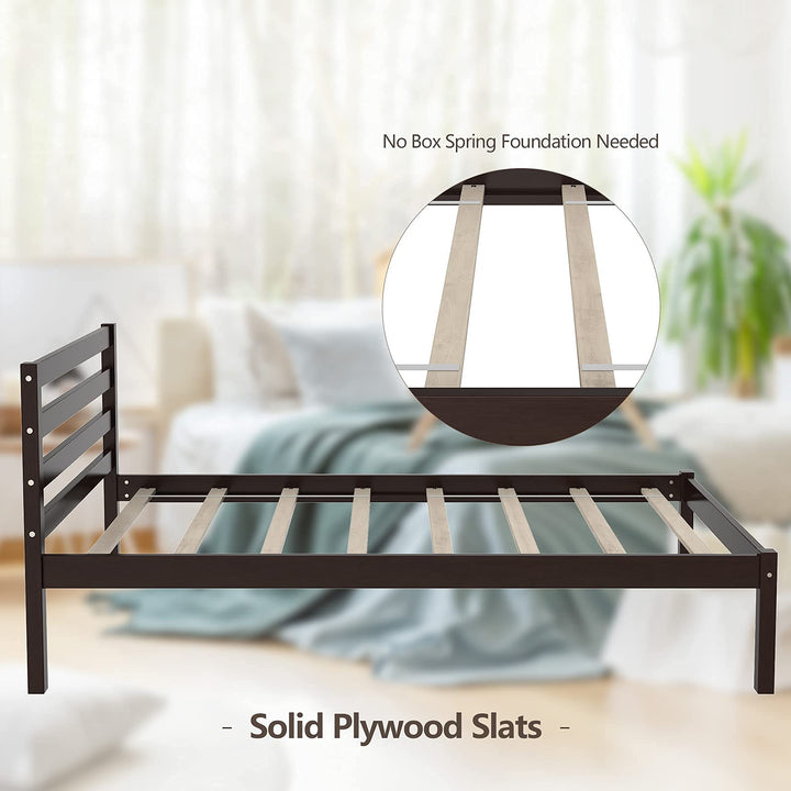 Giantex Twin Size Wood Slat Support, No Spring Needed, Bed Mattress Foundation, Espresso