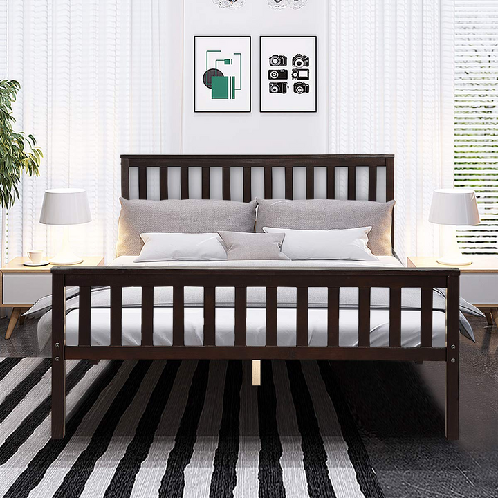Giantex Queen Size Wood Slats Great Support with Six Legs, No Box Spring Needed, Antique Espresso