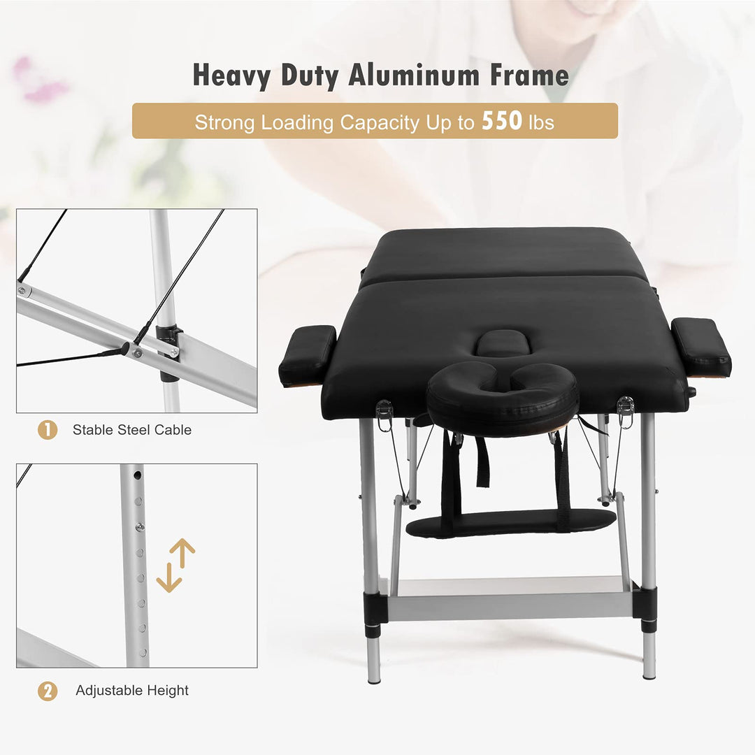 Giantex Portable Massage Table 84inch, Folding Lash Bed Aluminium Frame