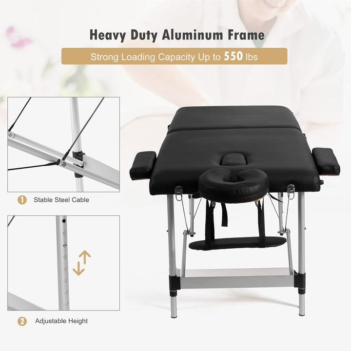 Giantex Portable Massage Table 84inch, Folding Lash Bed Aluminium Frame