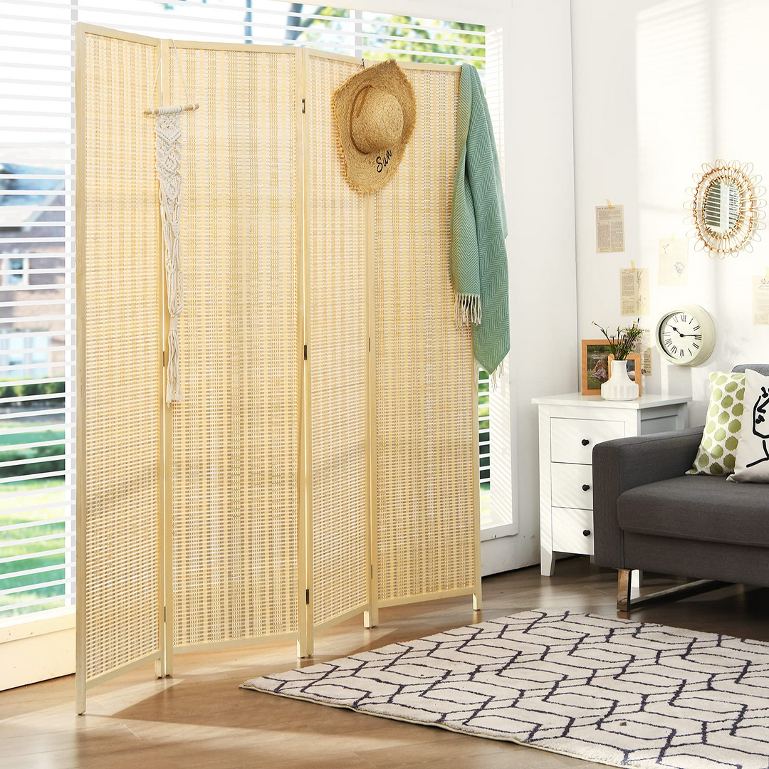 Giantex 4 Panel 6 Ft Tall Bamboo Room Divider, Folding Privacy Screen, Natural - Giantexus