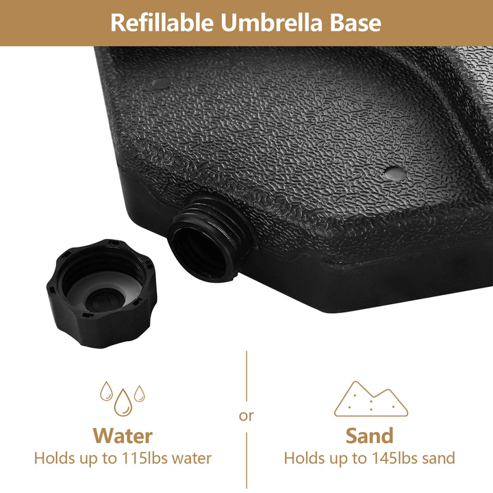 Giantex Patio Offset Umbrella Base Stand w/Sand/Water Filled 4-Pieces Base Plates (Round Base) - Giantexus