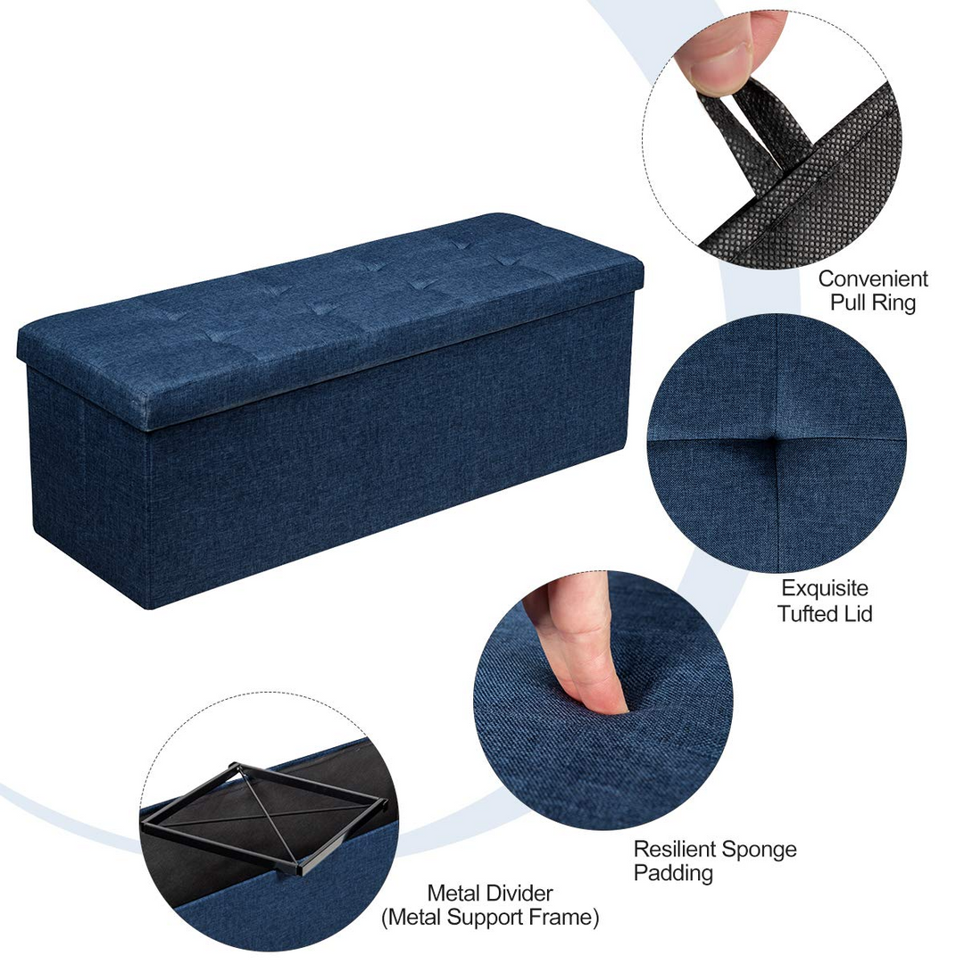 Storage Ottoman Bench, Folding Foot Rest 43.5&