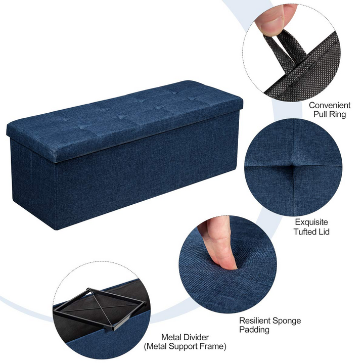 Storage Ottoman Bench, Folding Foot Rest 43.5&