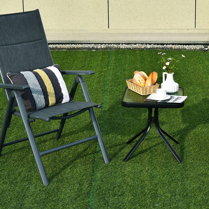 Giantex Patio Bistro Table | Outside Metal Square Bar Dining Table W/Tempered Glass Tabletop for Deck (1/2)