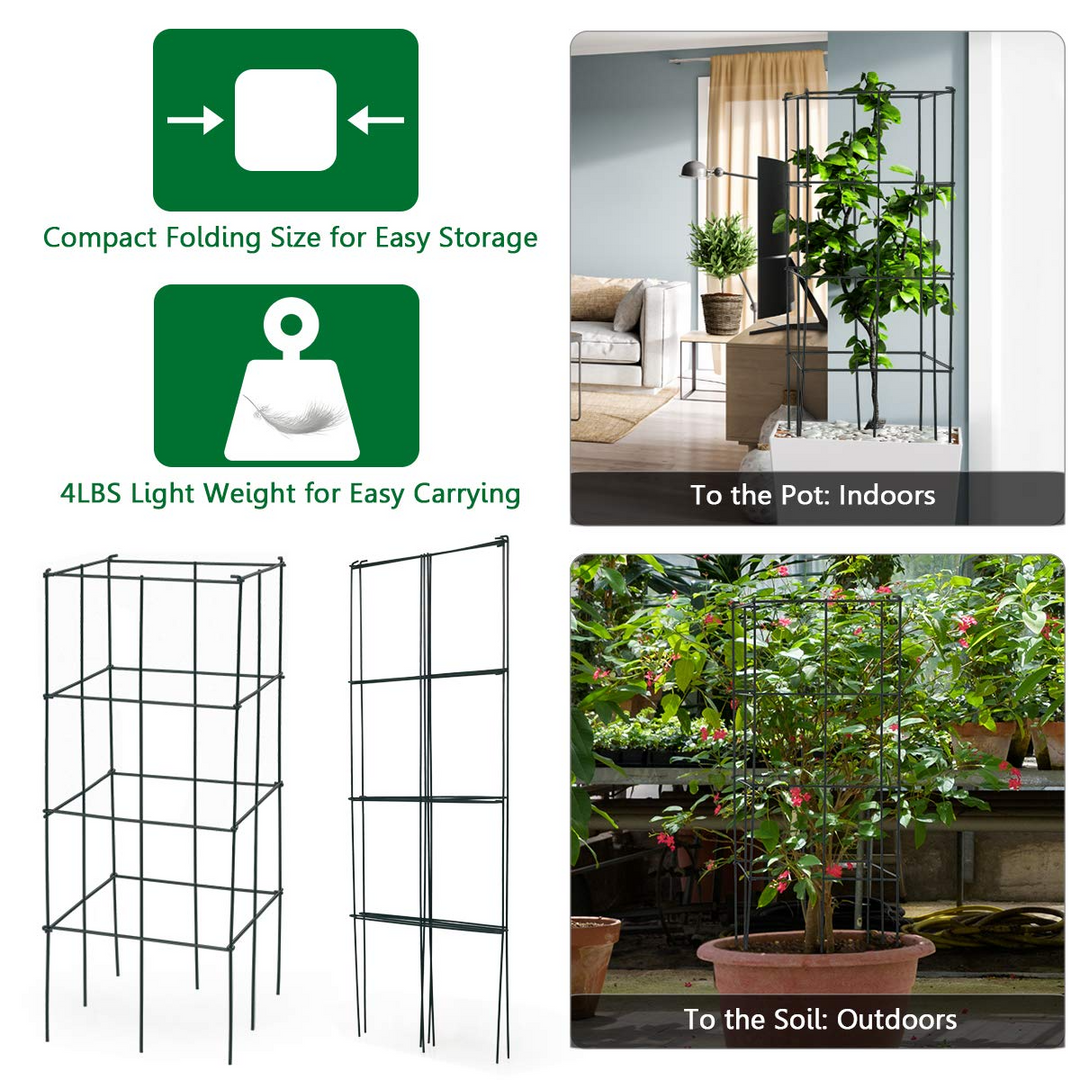Giantex Pack of 4 Plant Cage Support, Tomato Stakes and Cages (16&