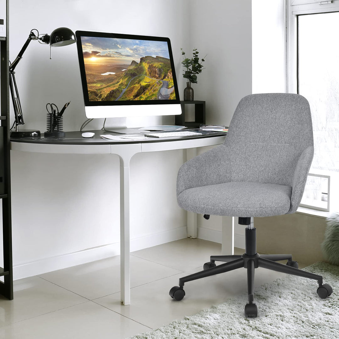 Fabric Office Chair, Upholstered Linen Leisure Chair