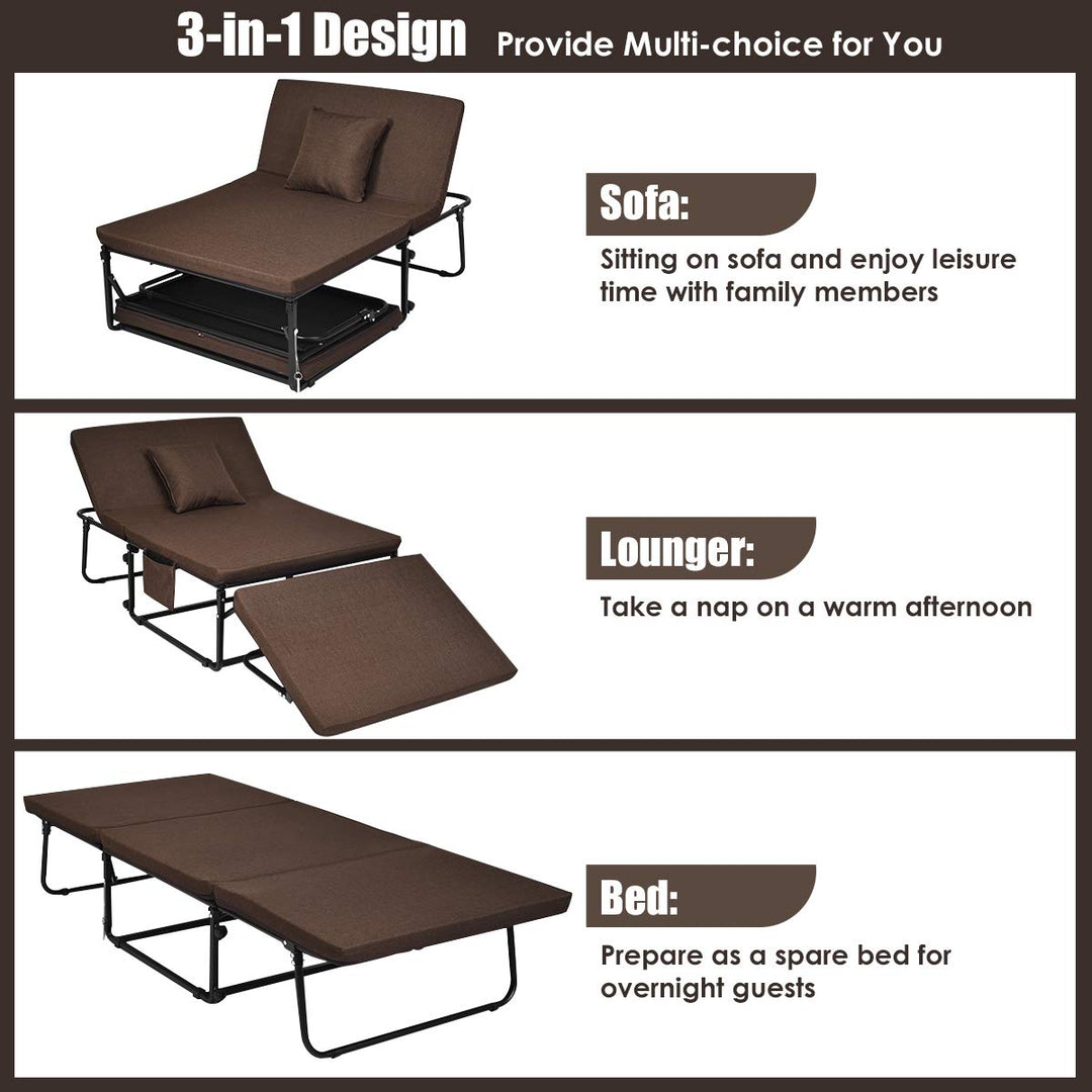 Giantex Folding Ottoman Sleeper Bed, 3 in 1 Multi-Function Convertible Chair Bed with 6 Position Adjustable