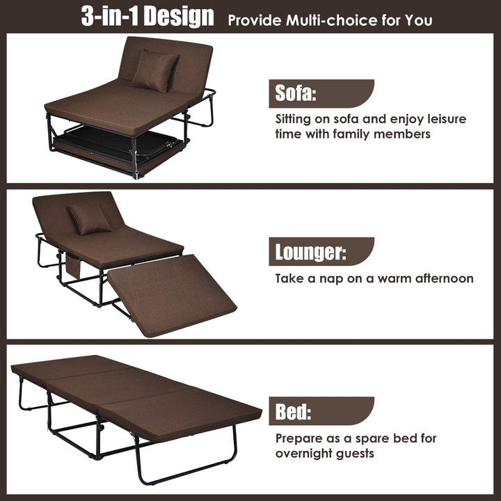 Giantex Folding Ottoman Sleeper Bed, 3 in 1 Multi-Function Convertible Chair Bed with 6 Position Adjustable