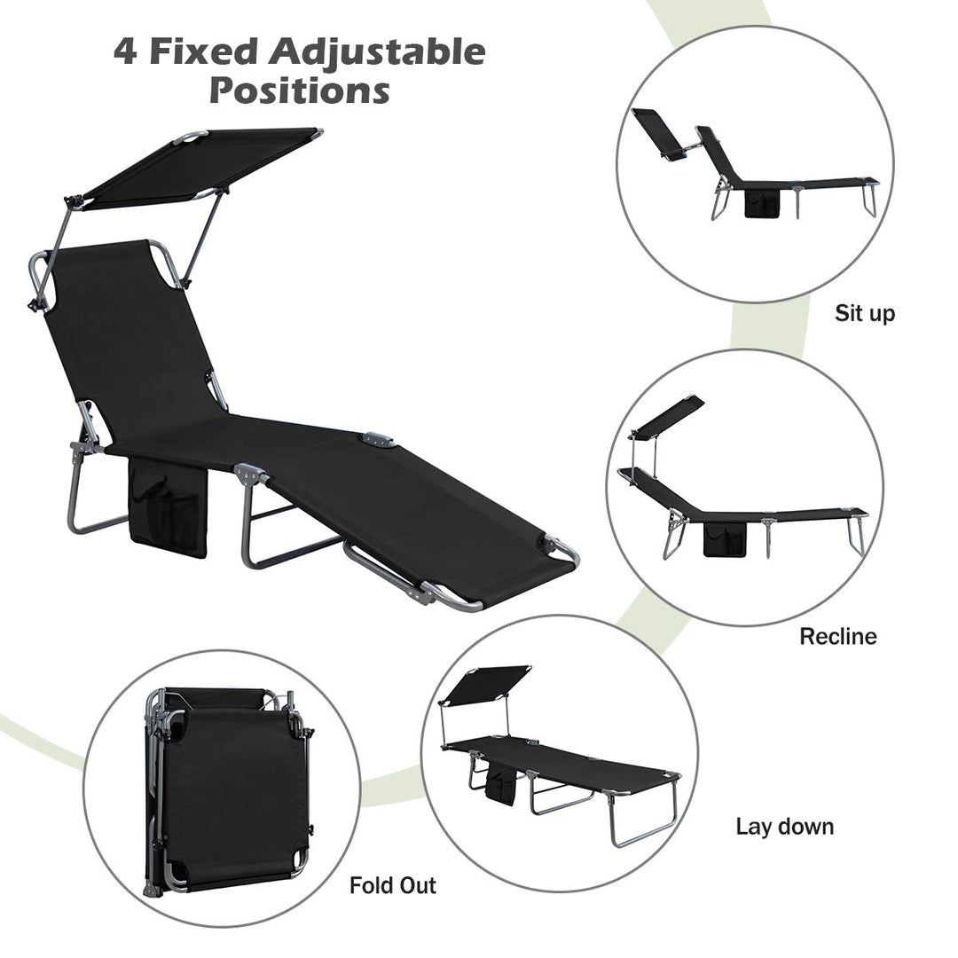 Giantex Lounge Chaise Chair Position and Shade Adjustable W/Canopy and Storage Pocket