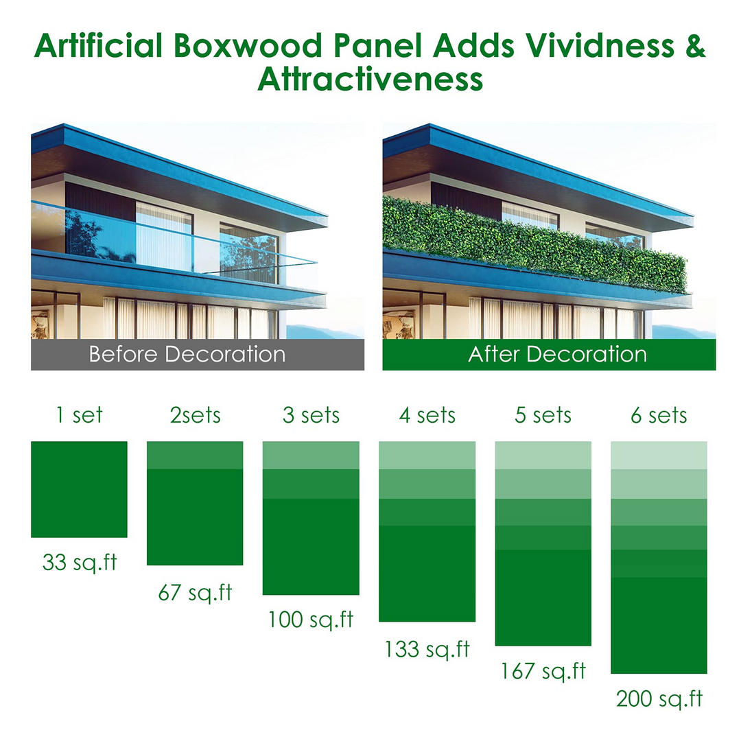Giantex 12PCS 20x20inch Artificial Boxwood Panels