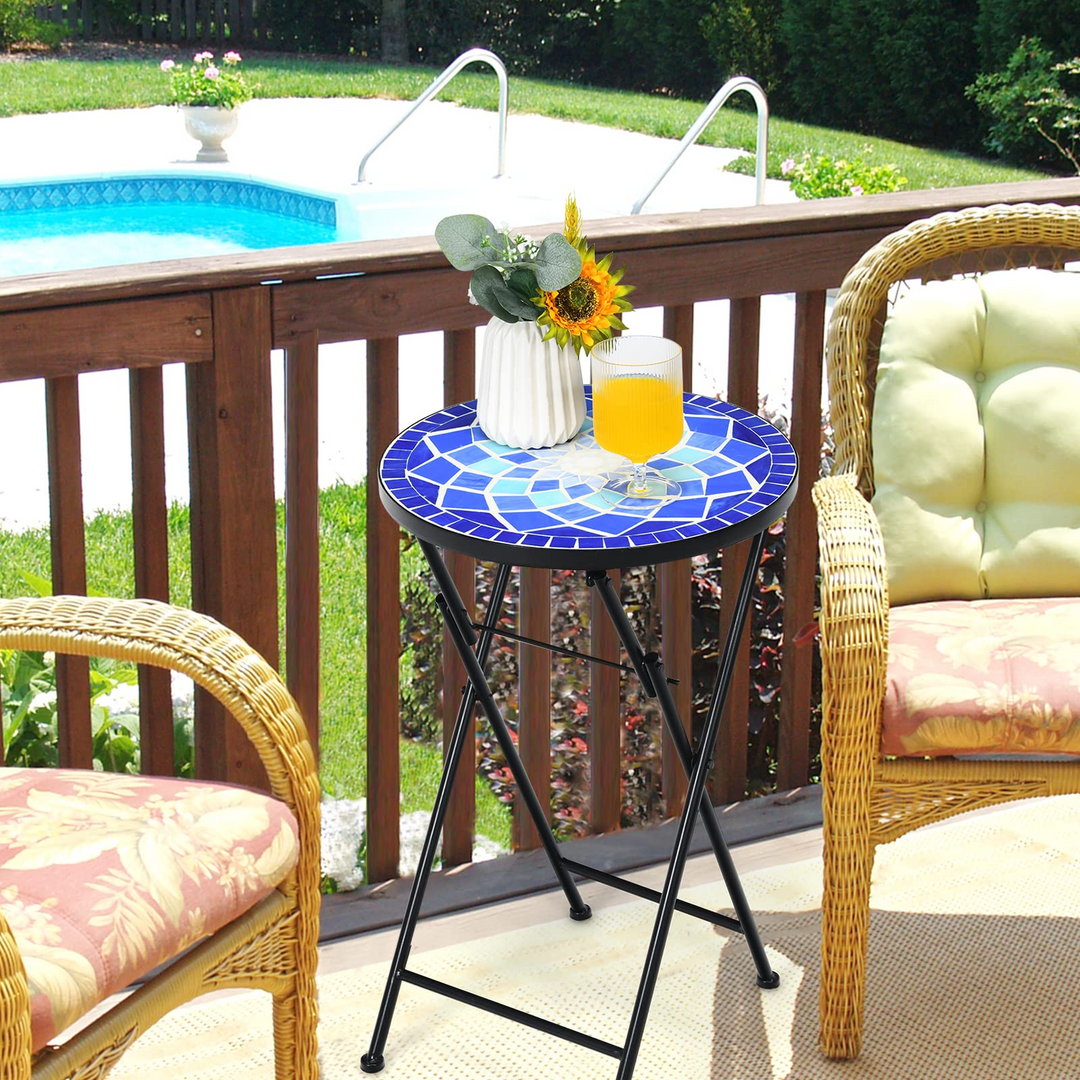 Giantex Folding Mosaic Patio Table, 14&