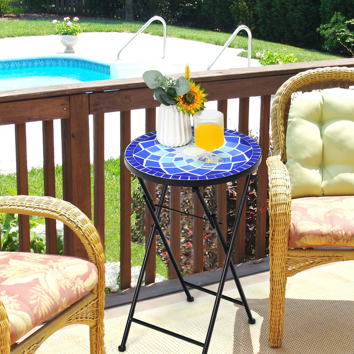 Giantex Folding Mosaic Patio Table, 14&