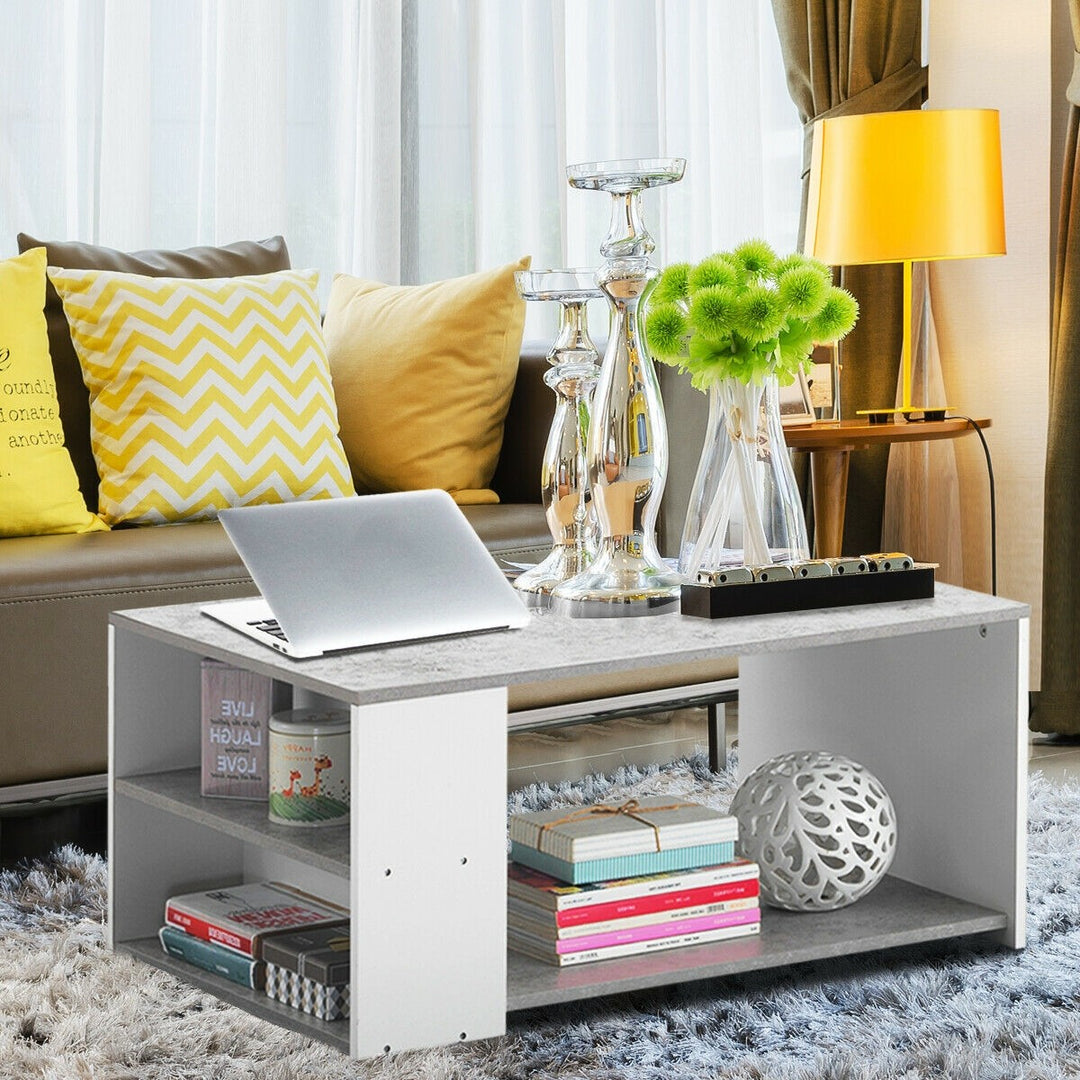 Coffee Table with Storage Shelves Stable Frame,Smooth Surface &amp; Extra Storage Space