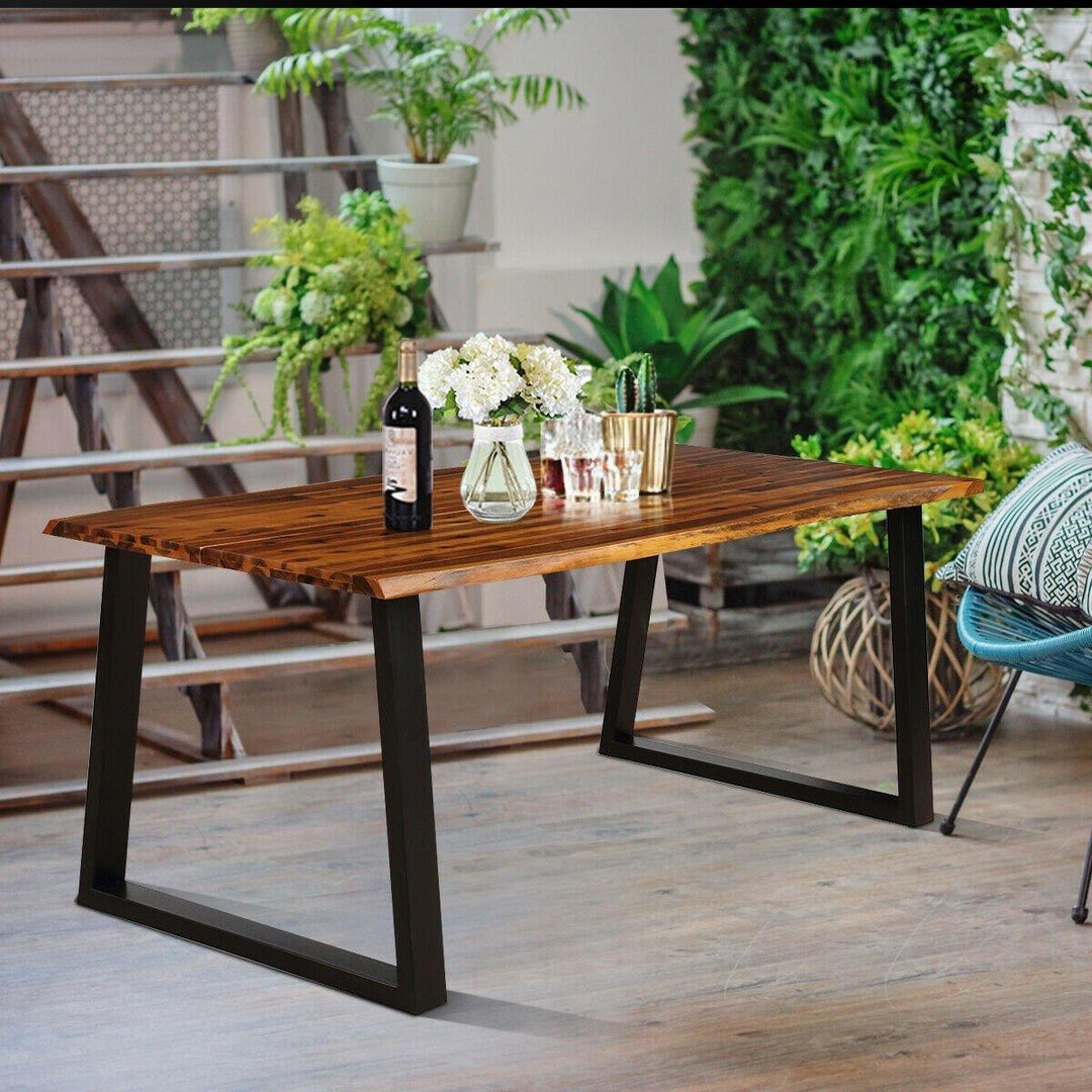Rectangular Acacia Wood Dining Table Rustic Indoor &amp;Outdoor Furniture - Giantexus