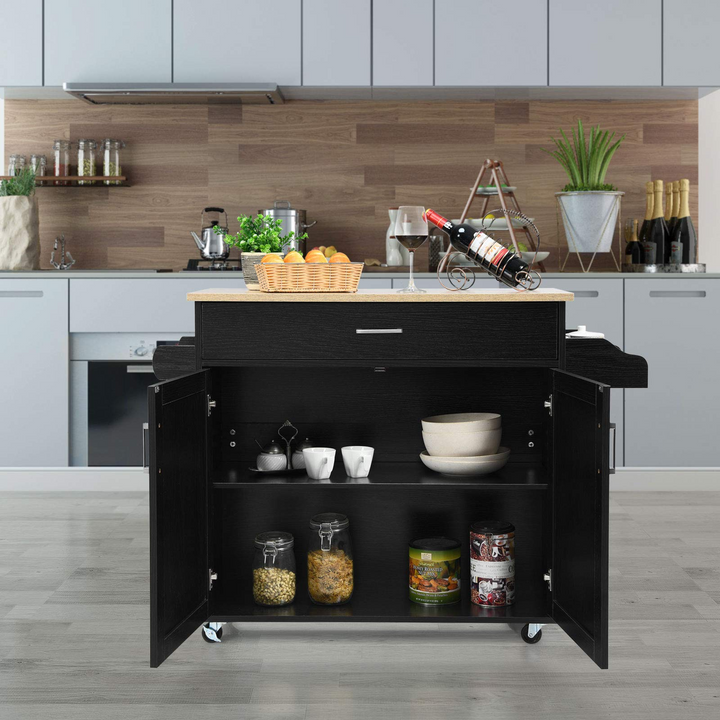 Giantex Kitchen Island, Rolling Kitchen Cart with Spice and Towel Rack, Large Drawer &amp; 2-Door Storage Cabinet