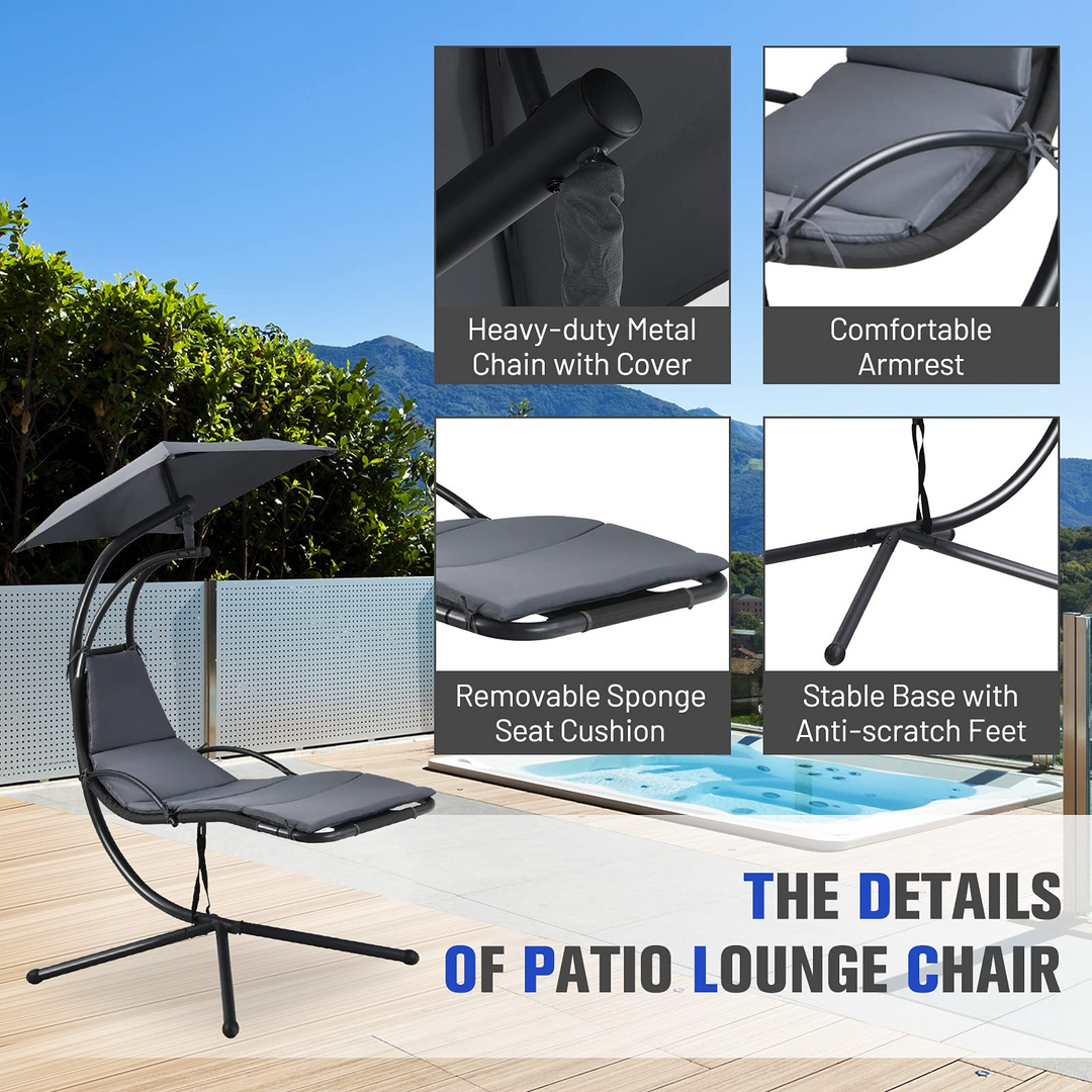 Giantex Hanging Arc Chaise Hammock for Patio Poolside Backyard Garden Porch