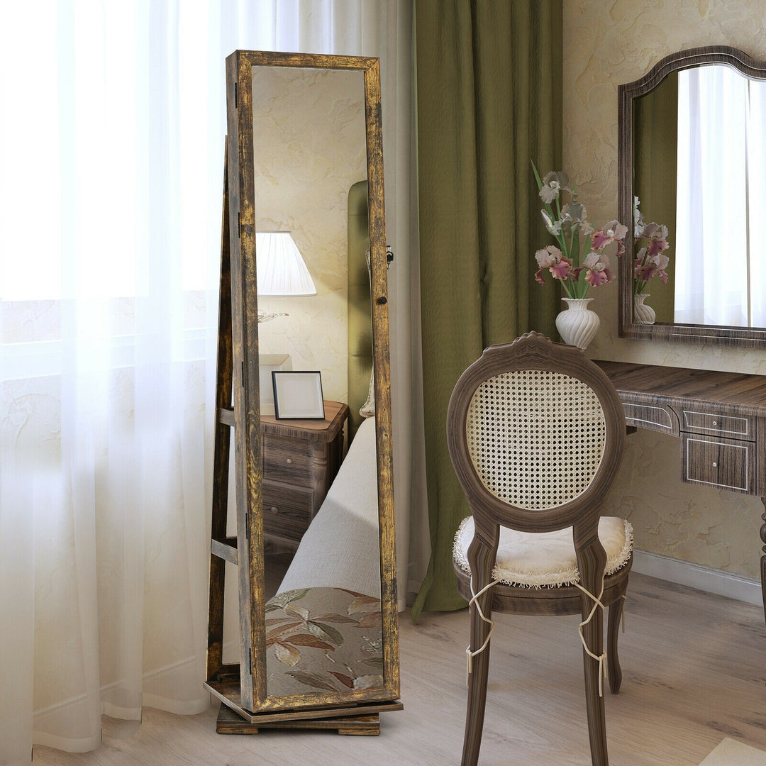CHARMAID | 360-degree Rotating Jewelry Armoire with Higher Full Length Mirror - Giantexus