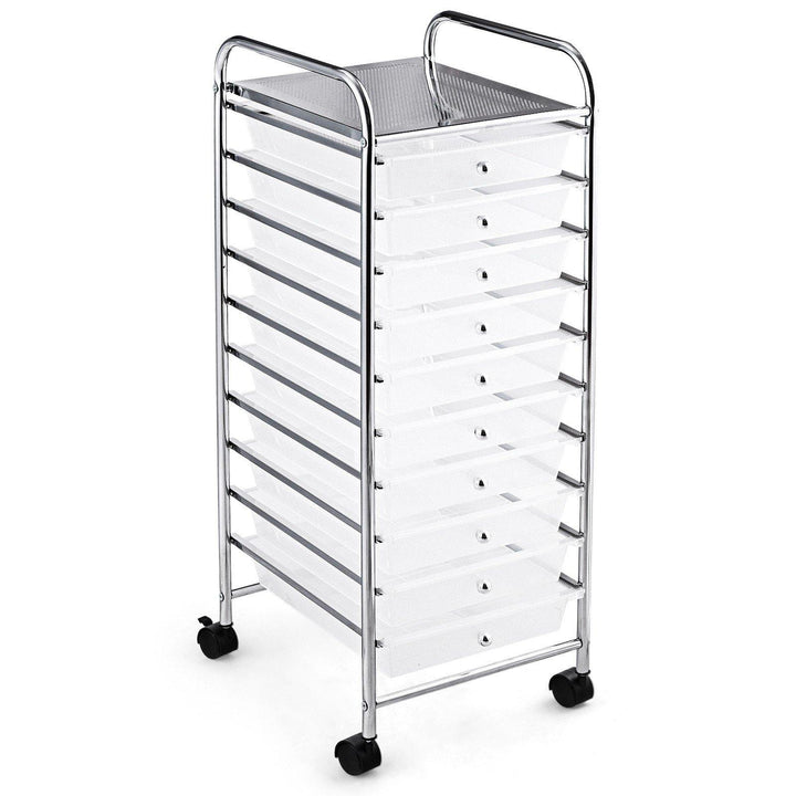 10 Drawer Rolling Storage Cart Scrapbook Paper Office School Organizer - Giantexus