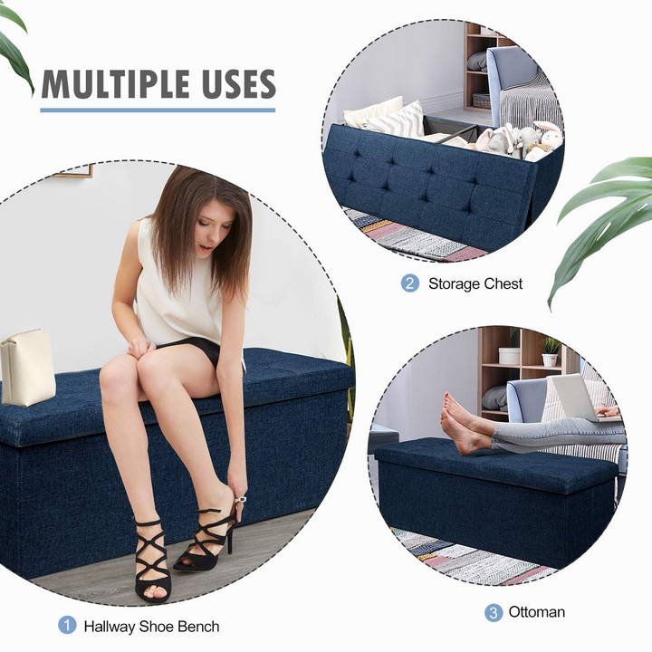 Storage Ottoman Bench, Folding Foot Rest 43.5&