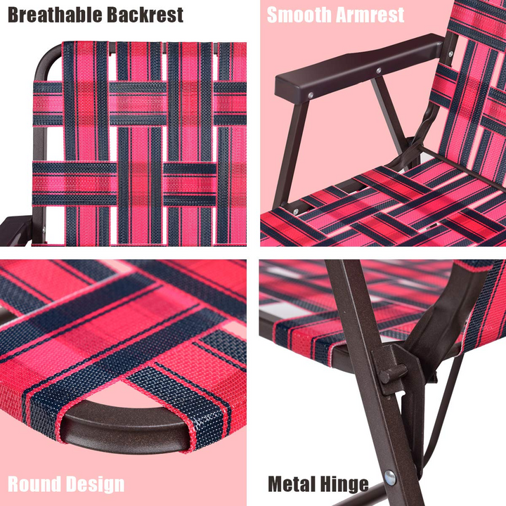 Giantex Folding Lawn Chairs Set of 6 Outdoor Portable Beach Chair W/Stable Steel Frame