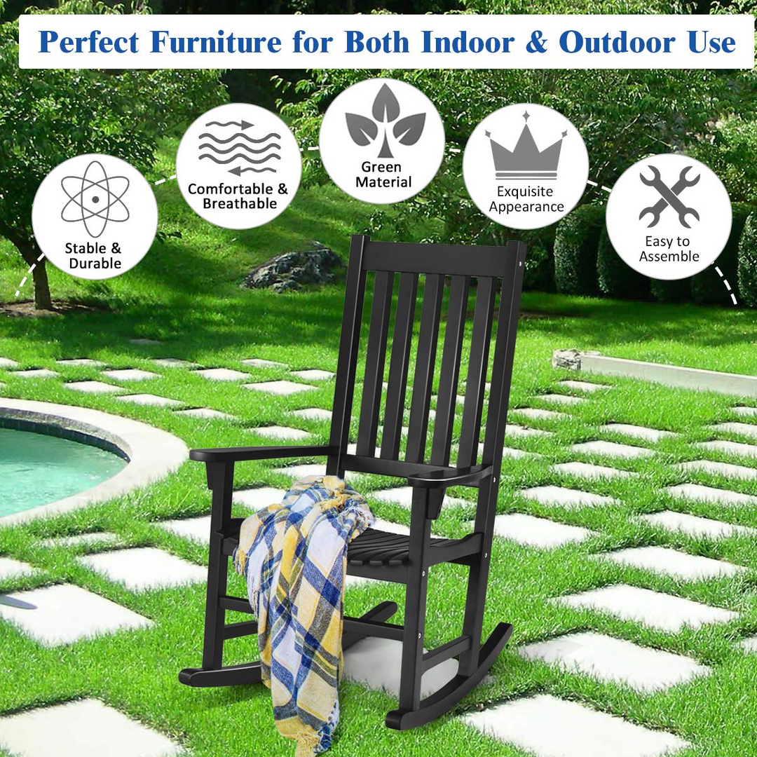 Giantex Rocking Chair Acacia Wood Frame Outdoor&amp; Indoor