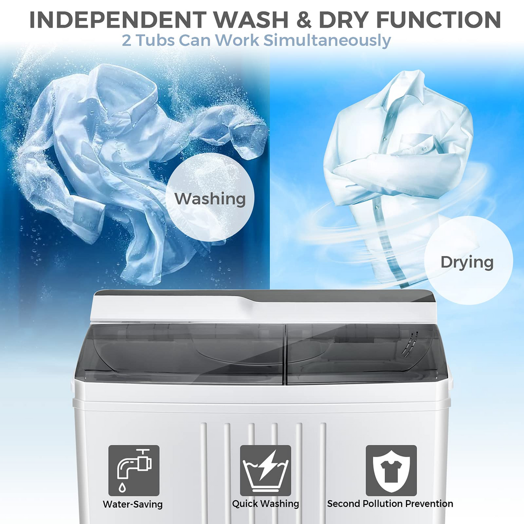 Compact Mini Laundry Washer for Apartment and Home (White &amp; Gray)
