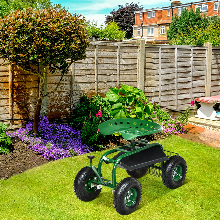 Giantex Mobile Garden Workseat, Lawn Wagon Cart