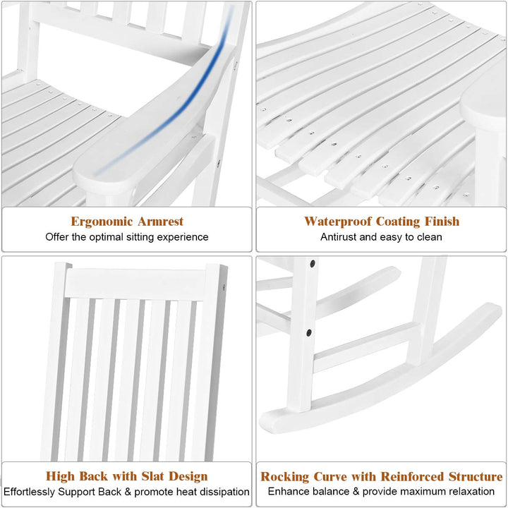 Giantex Rocking Chair Acacia Wood Frame Outdoor&amp; Indoor