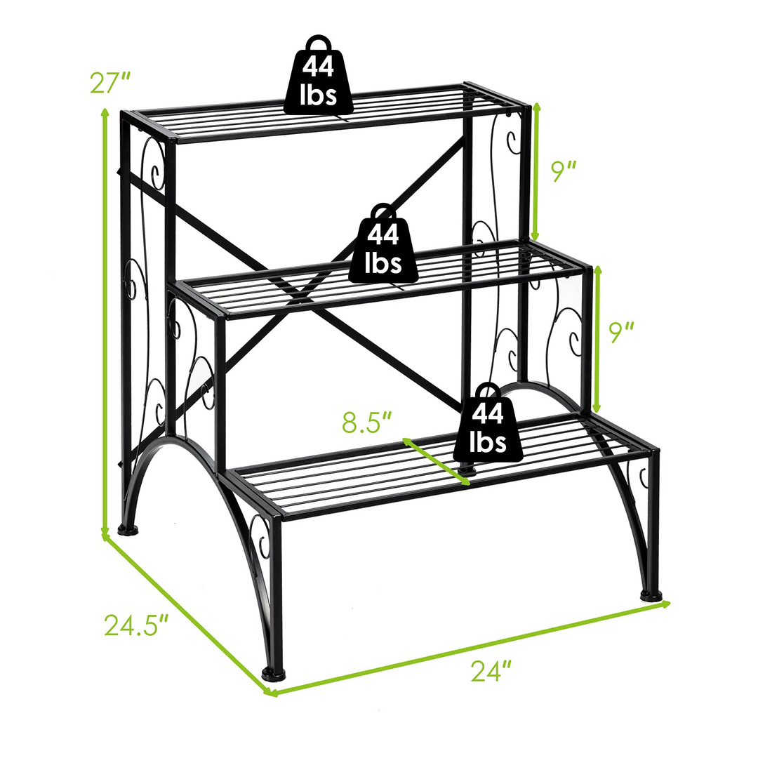 Giantex 3 Tiers Metal Plant Stand, Ladder Plant Display Rack Large Flower Pots Holder