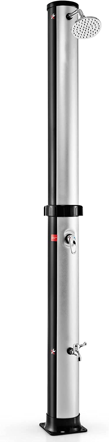 Giantex 7.2 FT 2-Section Solar-Heated Outdoor Shower, Pool Shower W/Free-Rotating Shower Head