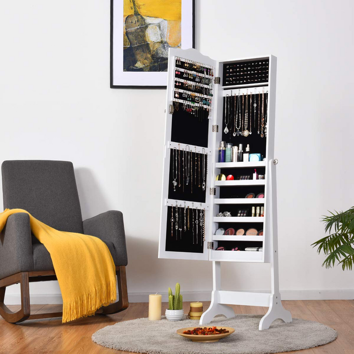 Jewelry Cabinet Armoire Lockable with Mirror - Giantex