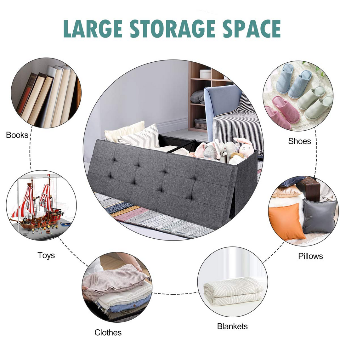 Storage Ottoman Bench, Folding Foot Rest 43.5&