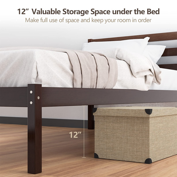 Giantex Twin Size Wood Slat Support, No Spring Needed, Bed Mattress Foundation, Espresso