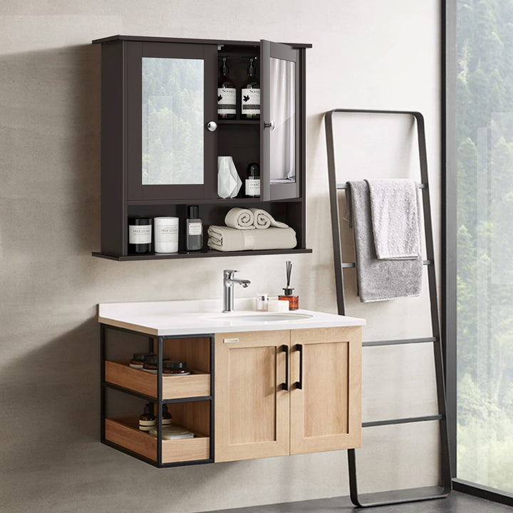 Bathroom Wall Cabinet with 2 Mirror Doors and Adjustable Shelf