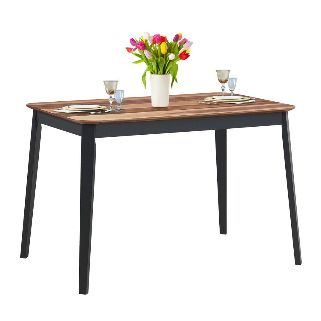 Wood Dining Table, Rectangular Kitchen Table (Walnut &amp; Black) - Giantexus
