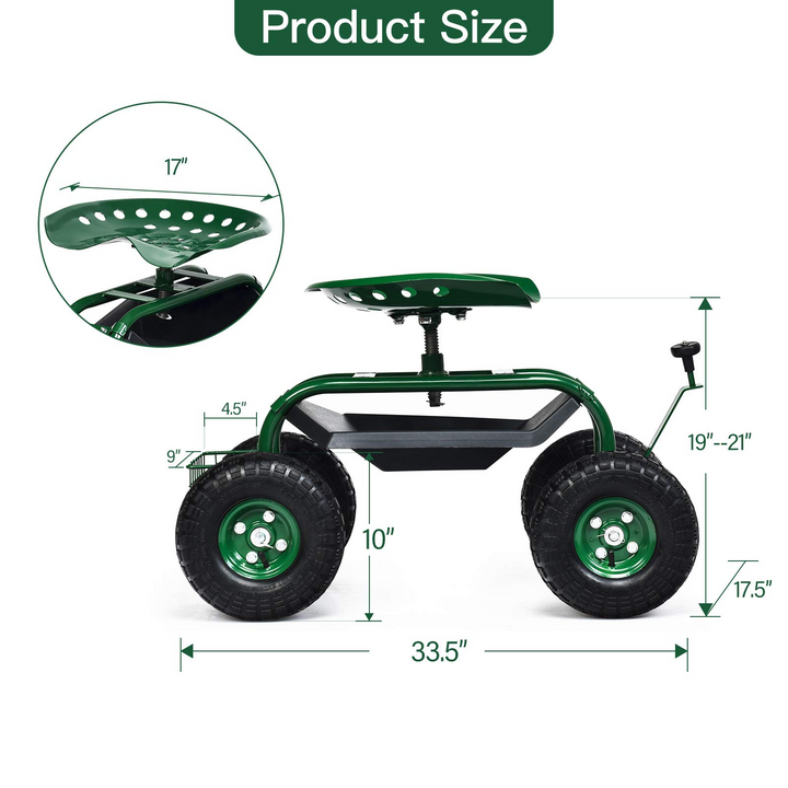 Giantex Mobile Garden Workseat, Lawn Wagon Cart