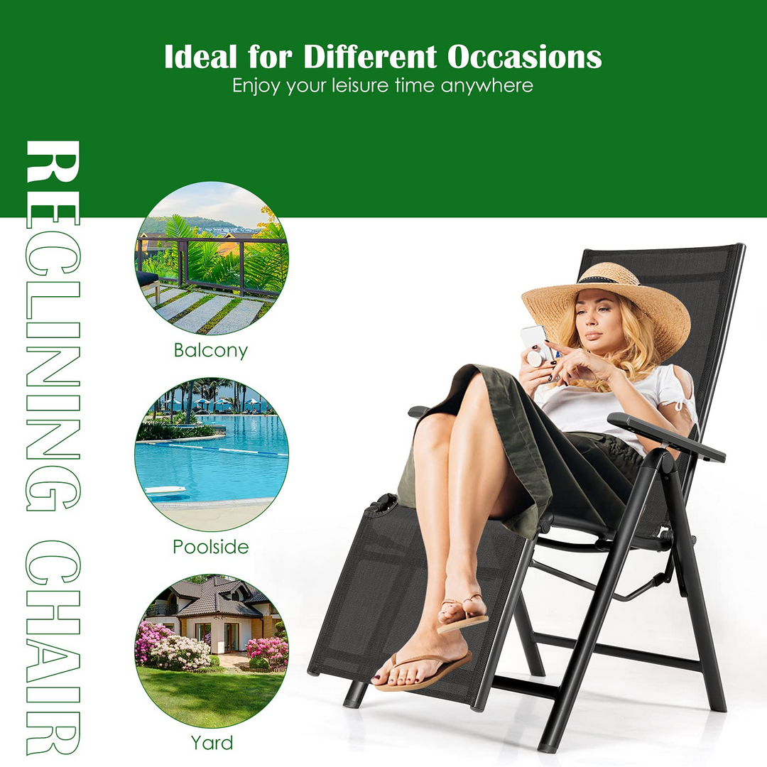 Giantex Reclining Patio Chairs Folding Lounge Chair