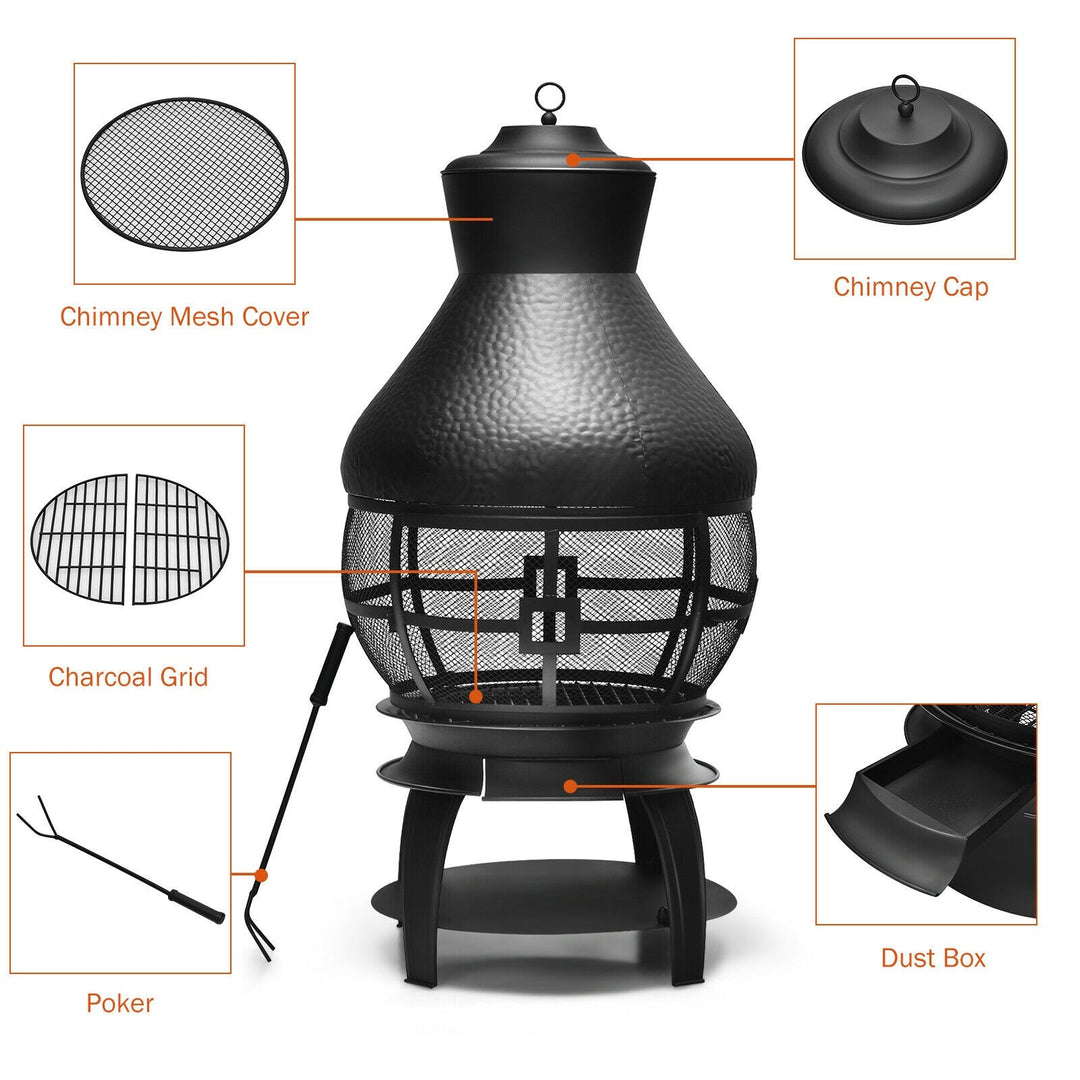 Wood Burning Chiminea, Heavy Duty Fireplace Wooden Chiminea Fire Pit