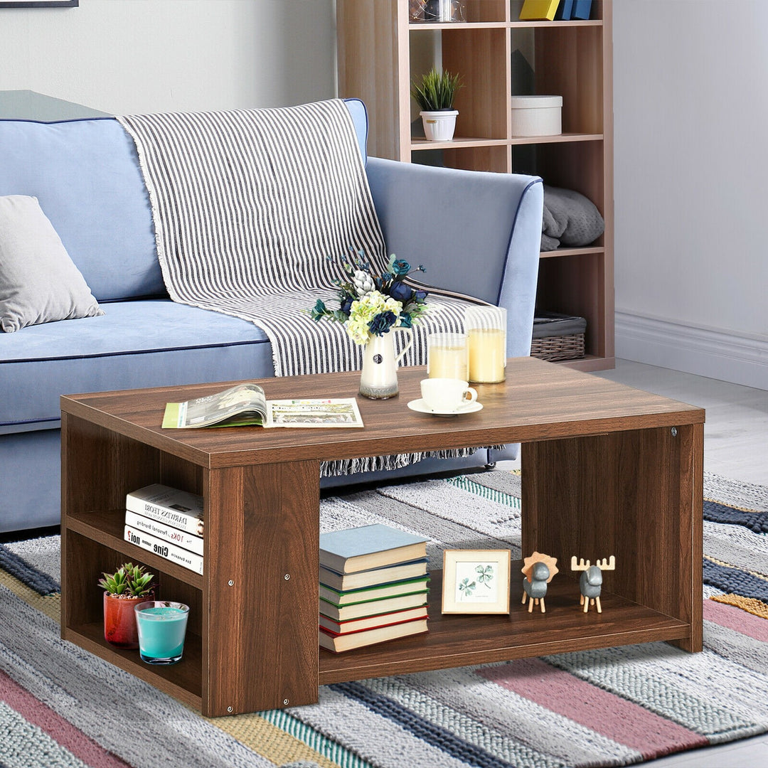 Coffee Table with Storage Shelves Stable Frame,Smooth Surface &amp; Extra Storage Space