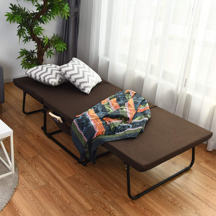 Giantex Folding Ottoman Sleeper Bed, 3 in 1 Multi-Function Convertible Chair Bed with 6 Position Adjustable