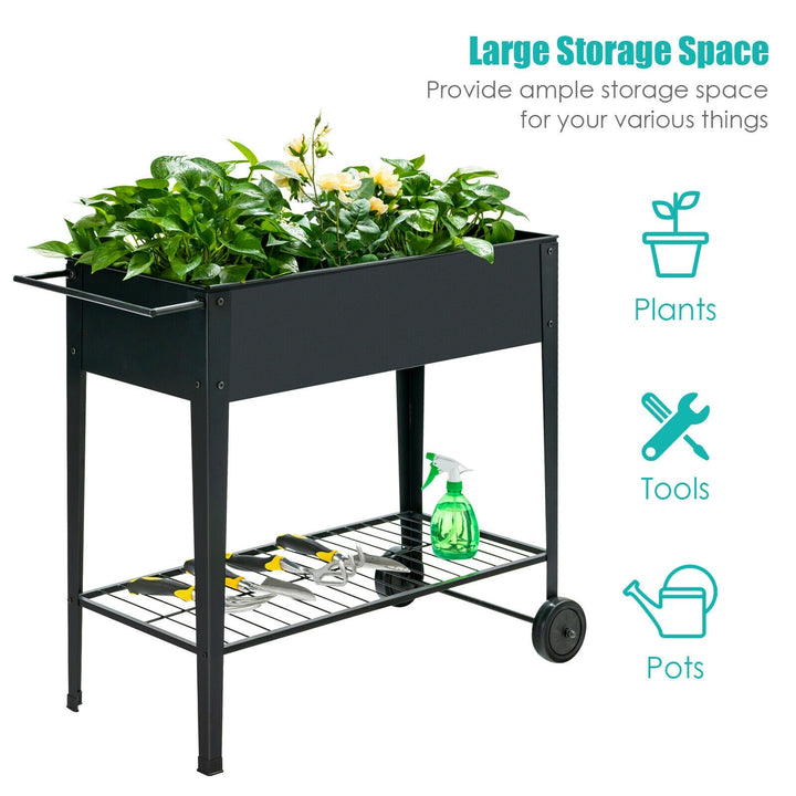 Outdoor Raised Garden Bed on Wheels with Legs